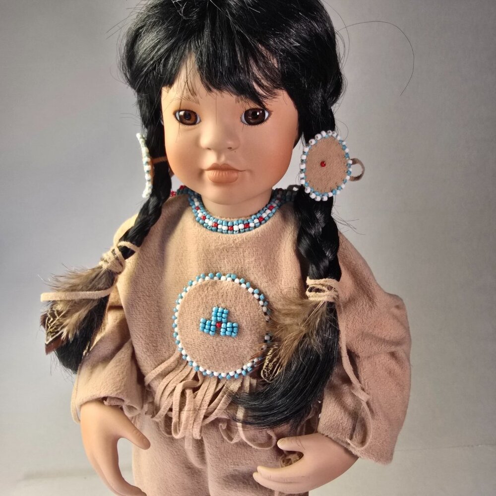 Linda Mason American Diary Doll Native American Indian 1991 Vintage Porcelain - Picture 2 of 13